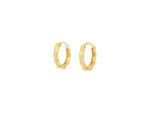 18K Yellow Gold Screw-Detail Octagon Hoop Earrings